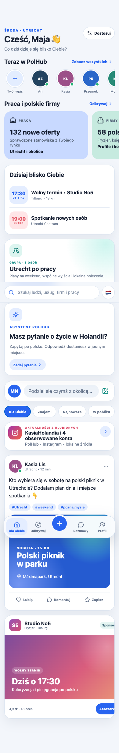 Widok aplikacji PolHub
